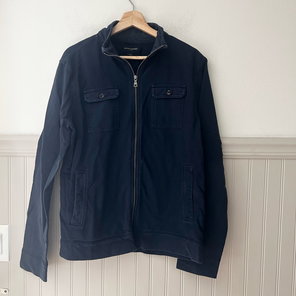 Banana Republic Men’s Large Dark Blue Cotton Zip Up Lightweight Jacket Full Zip